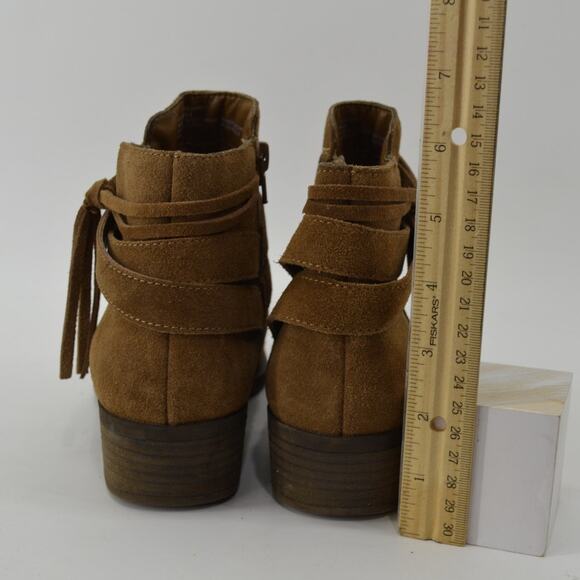 Kensie Glence Booties Sz 9 Leather Tassle Brown Suede Ankle Boots - Picture 5 of 10